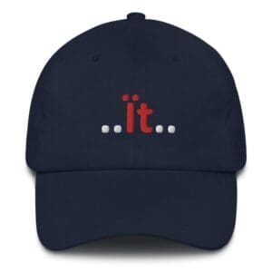 Black cap with "it" text design.