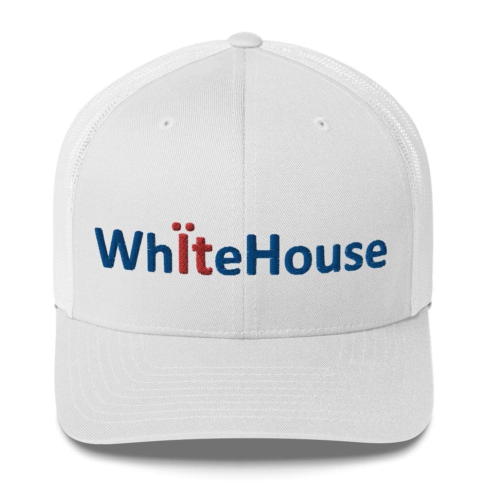 Front view of embroidered WhiteHouse trucker hat