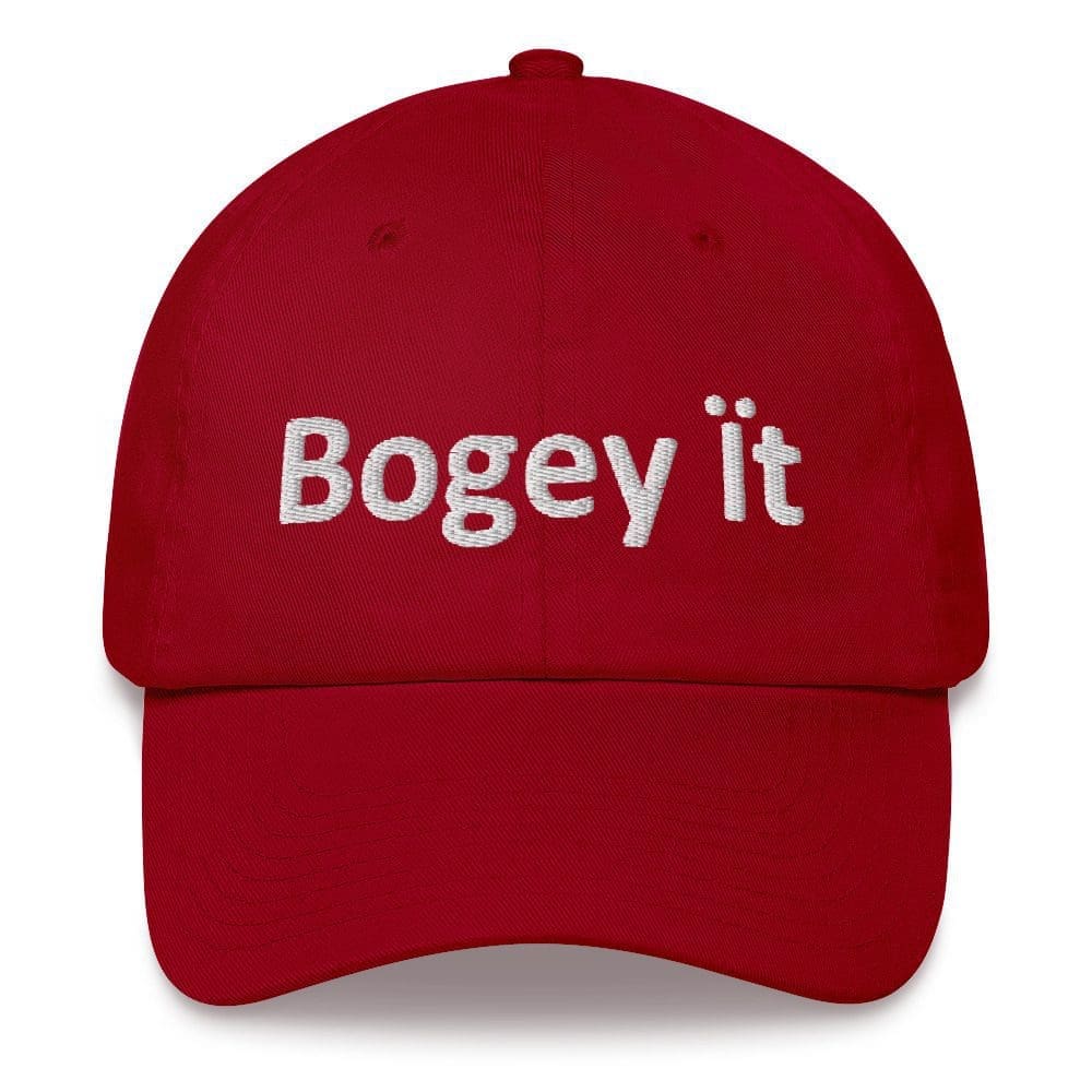 Red cap with "Bogey it" text.