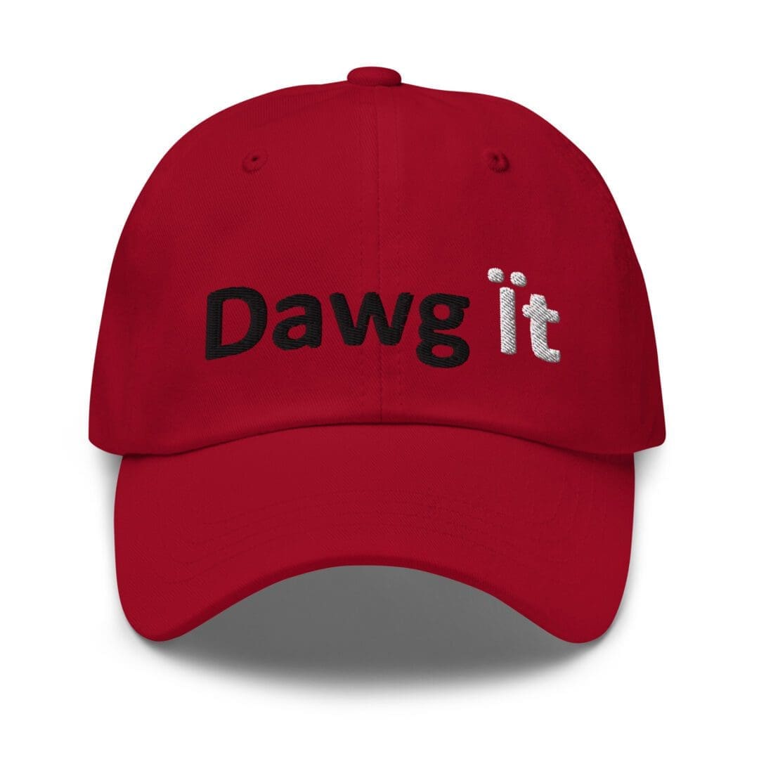 Red cap with "Dawg it" text.