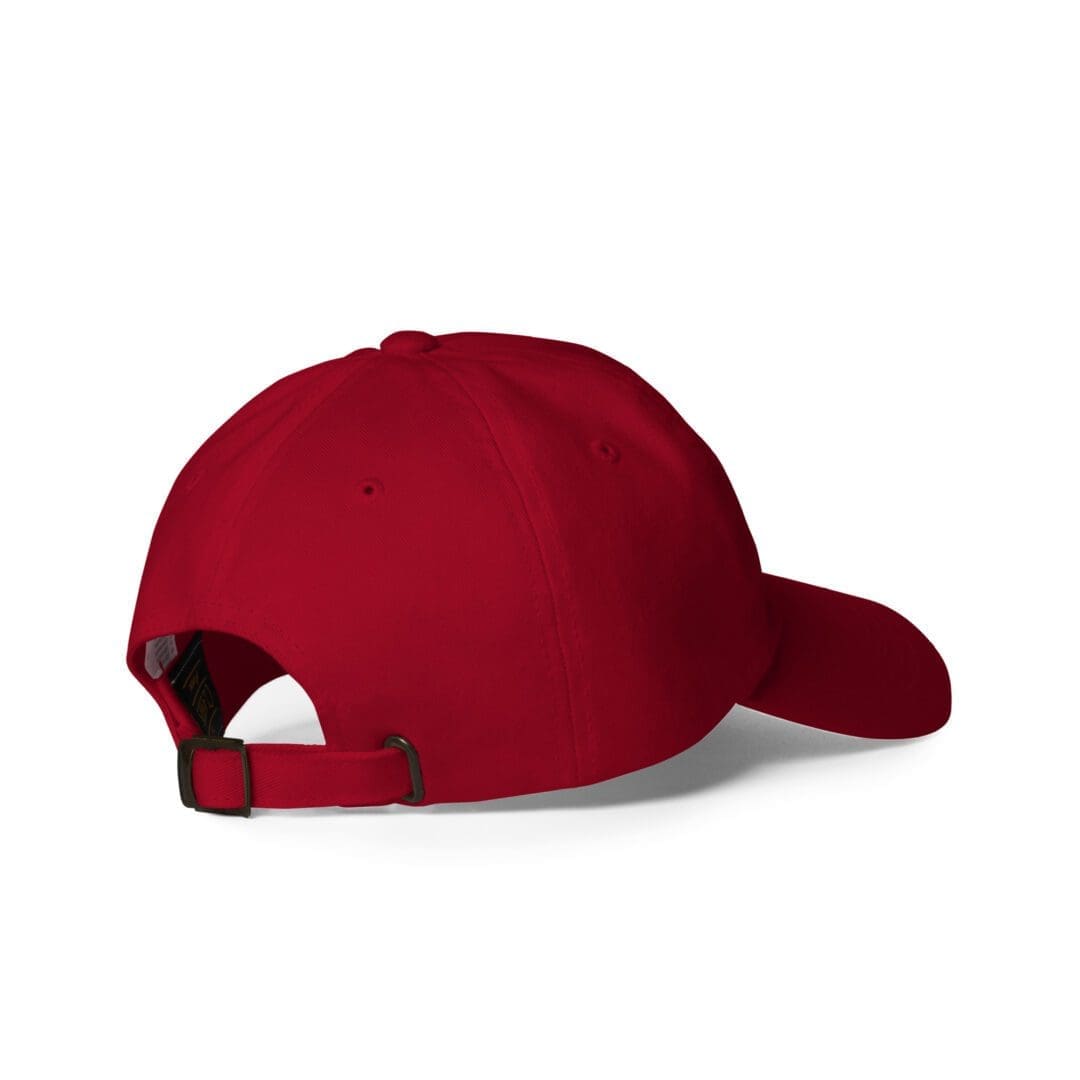 Back view of cranberry adjustable dad cap