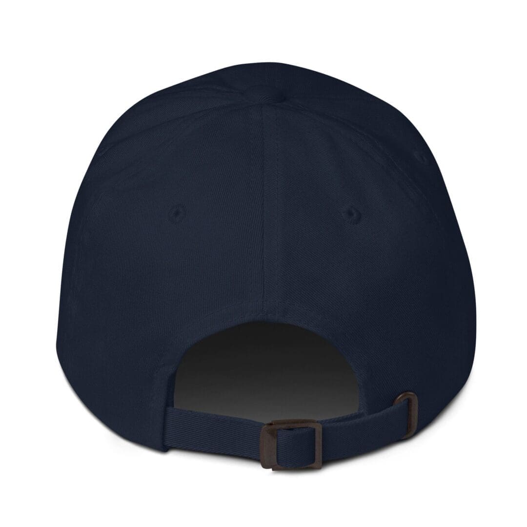 Back view of a navy baseball cap.