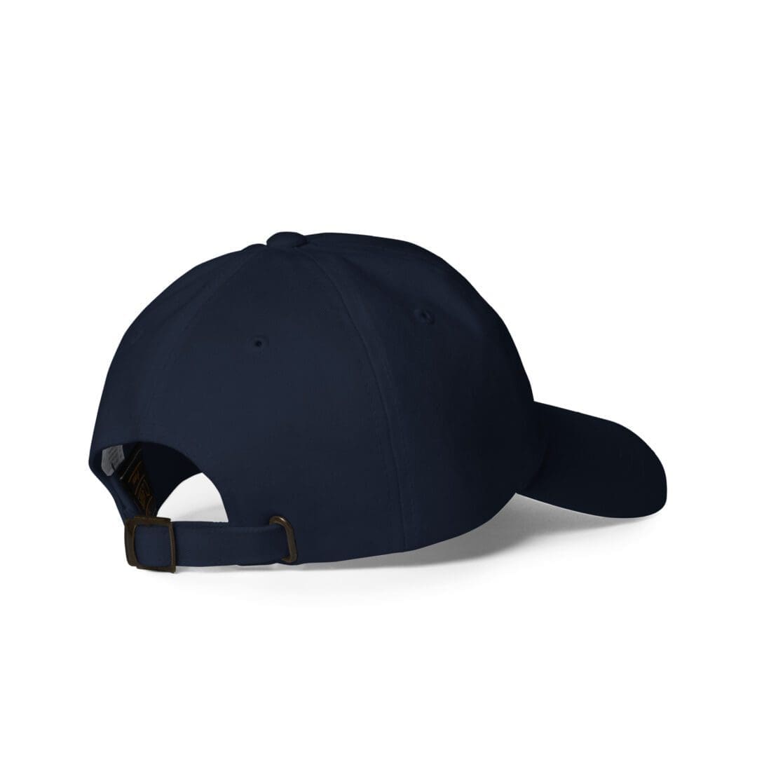 Side profile of navy baseball cap