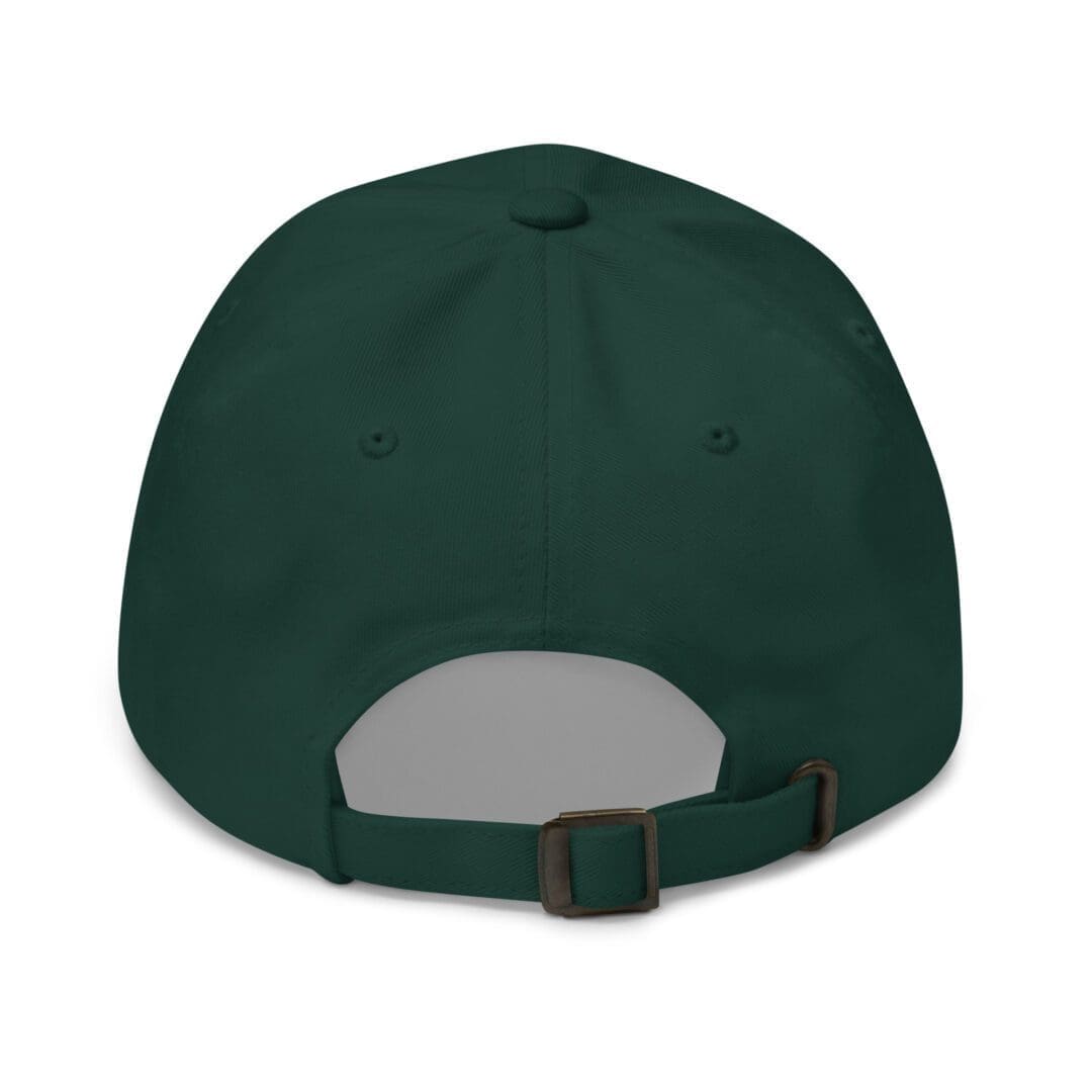 Rear of dark green adjustable hat