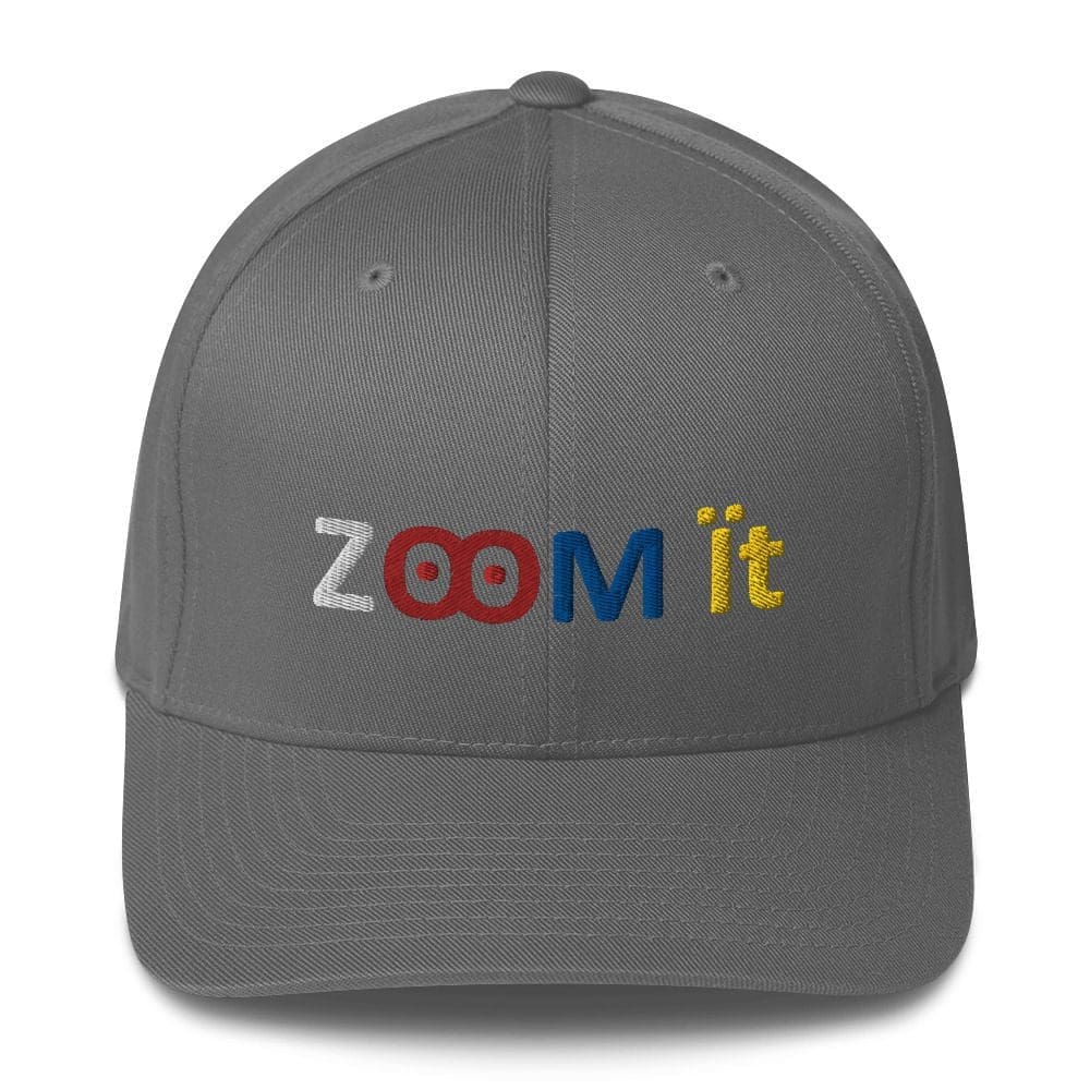 Gray cap with "Zoom It" embroidery.