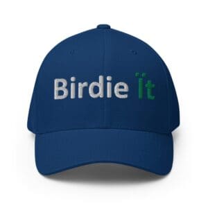 Blue cap with "Birdie It" logo.
