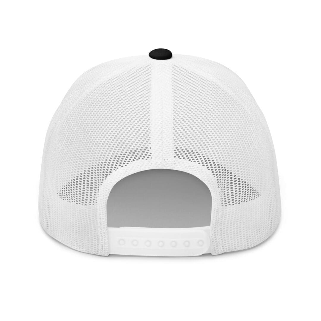White mesh trucker hat back, black button