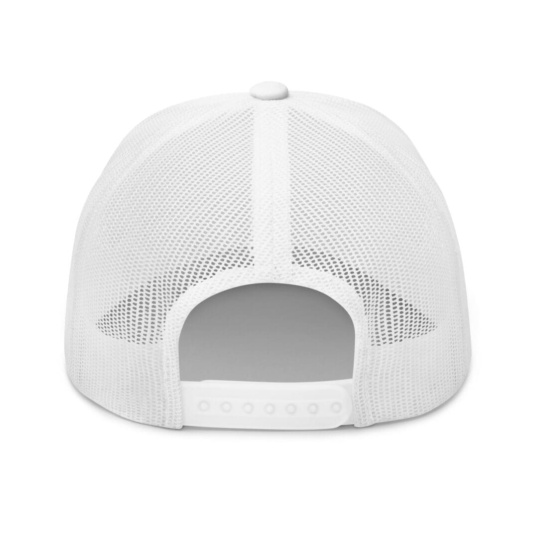 White mesh trucker cap, adjustable snapback