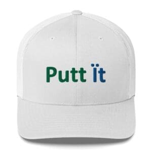 White trucker cap 'Putt it' green blue