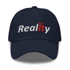 Navy cap embroidered with Reality logo