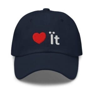 Navy cap with red heart embroidery