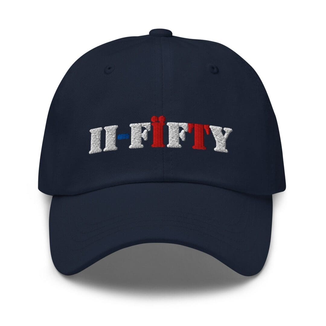 Navy baseball cap with embroidered lettering