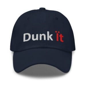 Navy cap embroidered with "Dunk it"