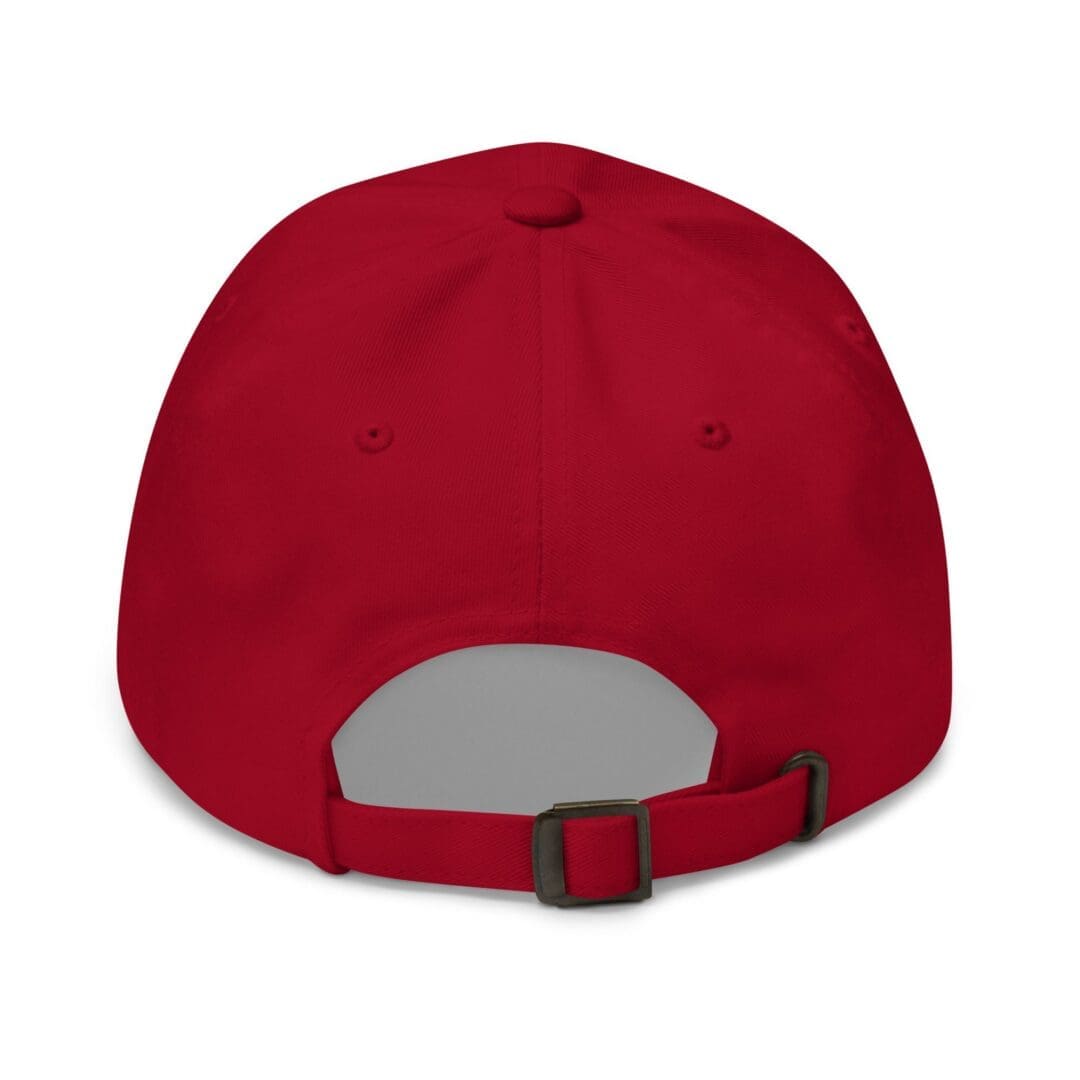 Red dad hat crown with stitched panels