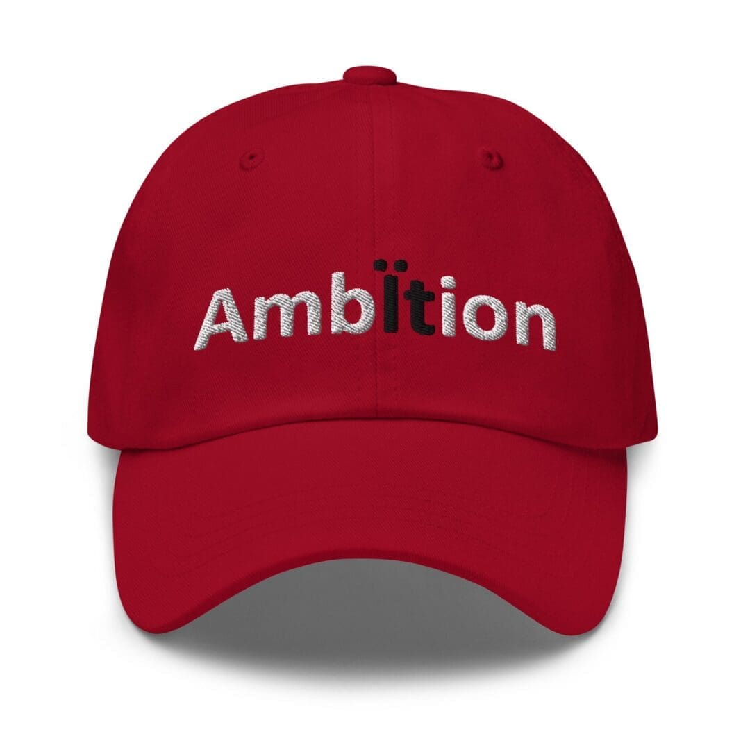 Red cap with Ambition embroidery