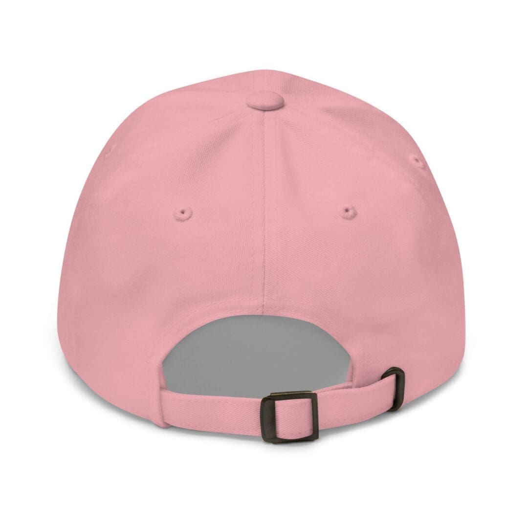 Soft pink twill cap with visible seam