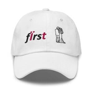 White baseball cap with couple embroidery