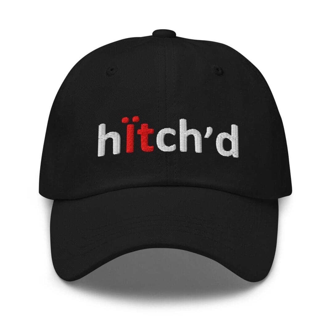 Black baseball cap with hitch'd embroidery