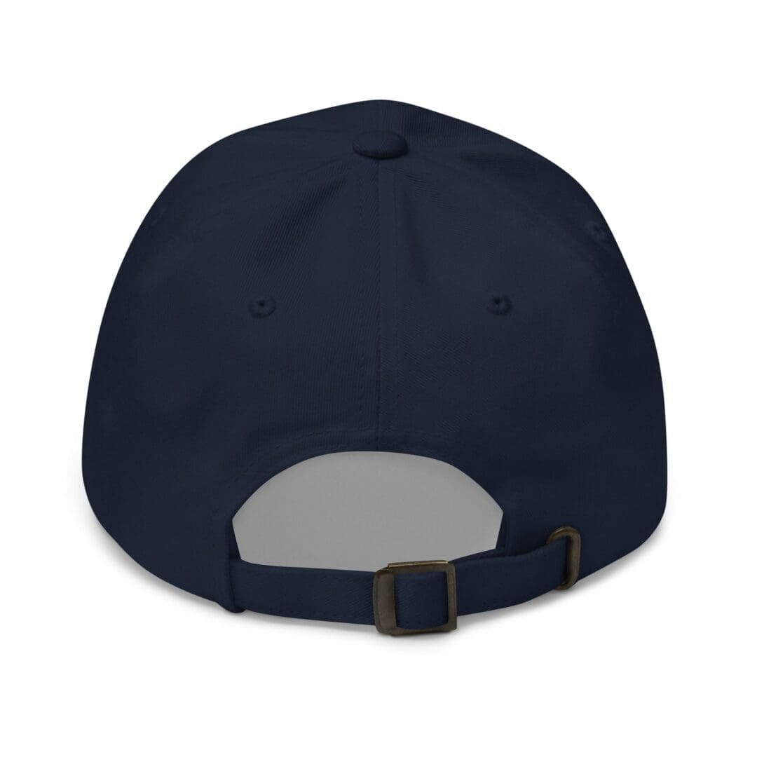 Rear view of navy cap ventilation eyelets